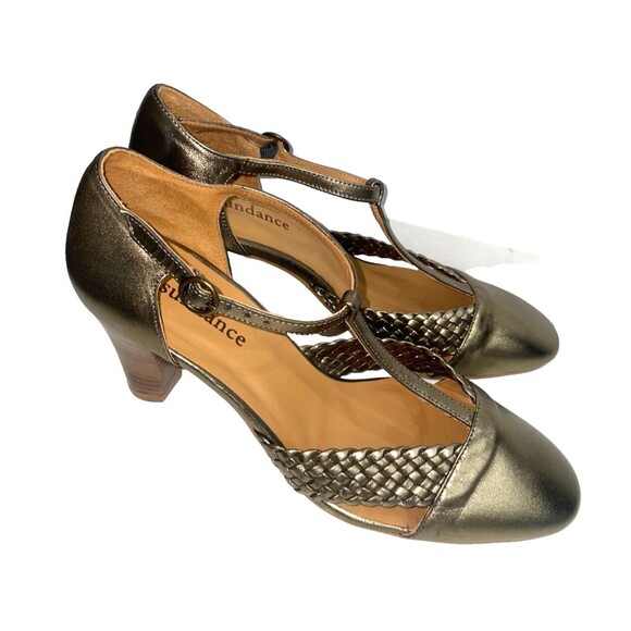 Sundance Women's Leather T-Strap Heels size 39/8.5-9 Bronze made in Spain - Picture 1 of 10